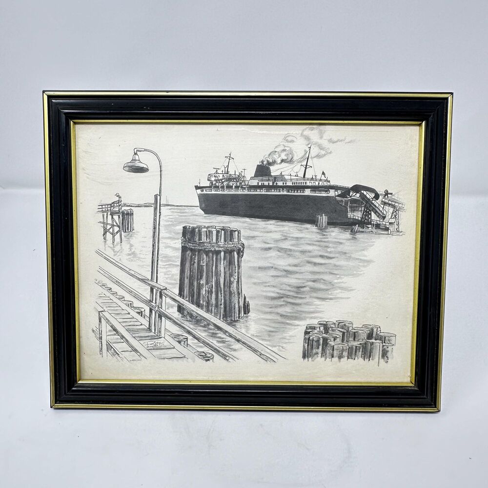 Vintage SS Badger Print by Betts - Historic Lake Michigan Car Ferry Art